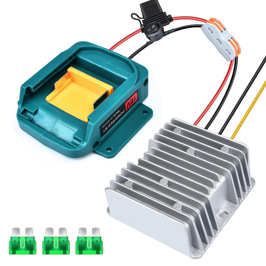 18V to 12V Step-Down Converter for Makita 18V LXT for Power Battery Adapter Wheel, DC 12V 15A 180W Buck Converter Regulator with 30A Fuse & Wire Terminal for Golf Cart RC Car Truck Light & DIY