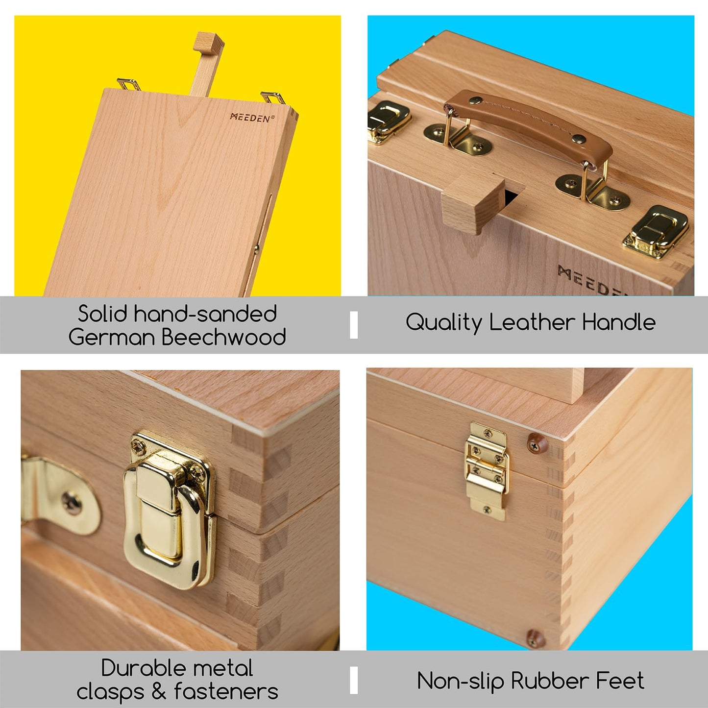 MEEDEN Artist Tabletop Sketchbox Easel -Multi-Function Adjustable Beech Wood Sketch Box with 2-Drawers and 1-Paint Palette for PleinAir Artist, Art Students and Beginners