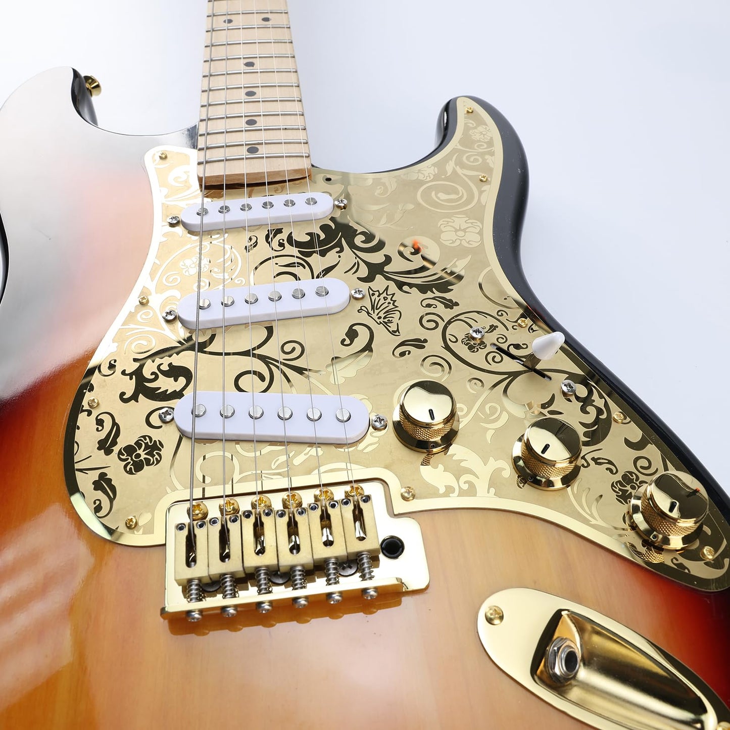 OVSAL 10.5mm Electric Guitar Bridge Vacuum Gold 2 Point tremolo bridge Brass Block Stainless Steel Saddles Plate Electric Guitar Bridge 6 String Start