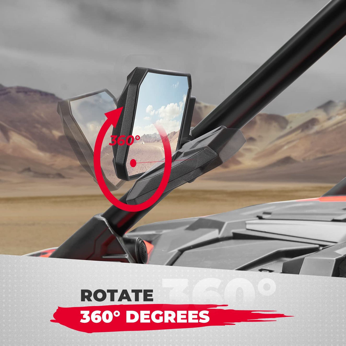 KEMIMOTO UTV Side Mirrors with 1.6'' to 2'' Roll Bar Cage, Adjustable&Breakaway SXS Rearview Mirrors, Compatible Polaris RZR, Can-Am Maverick X3, Pioneer, Talon, Kawasaki Teryx,Gator, CFMOTO,Black