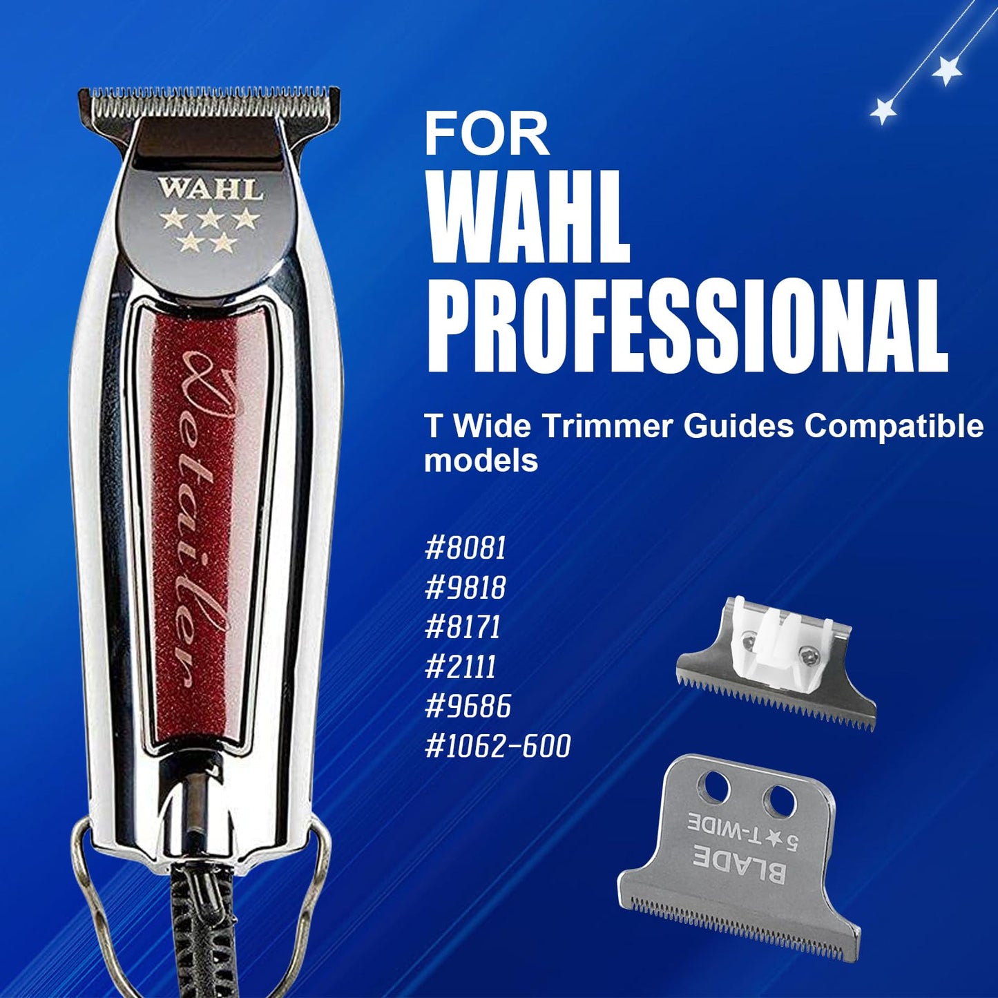 #2215 T Wide Adjustable Trimmer Blades for Wahl 5 Star Series Detailer (8081) and Cordless Detailer LI (8171) Hair Clippers Blades-Model 2215