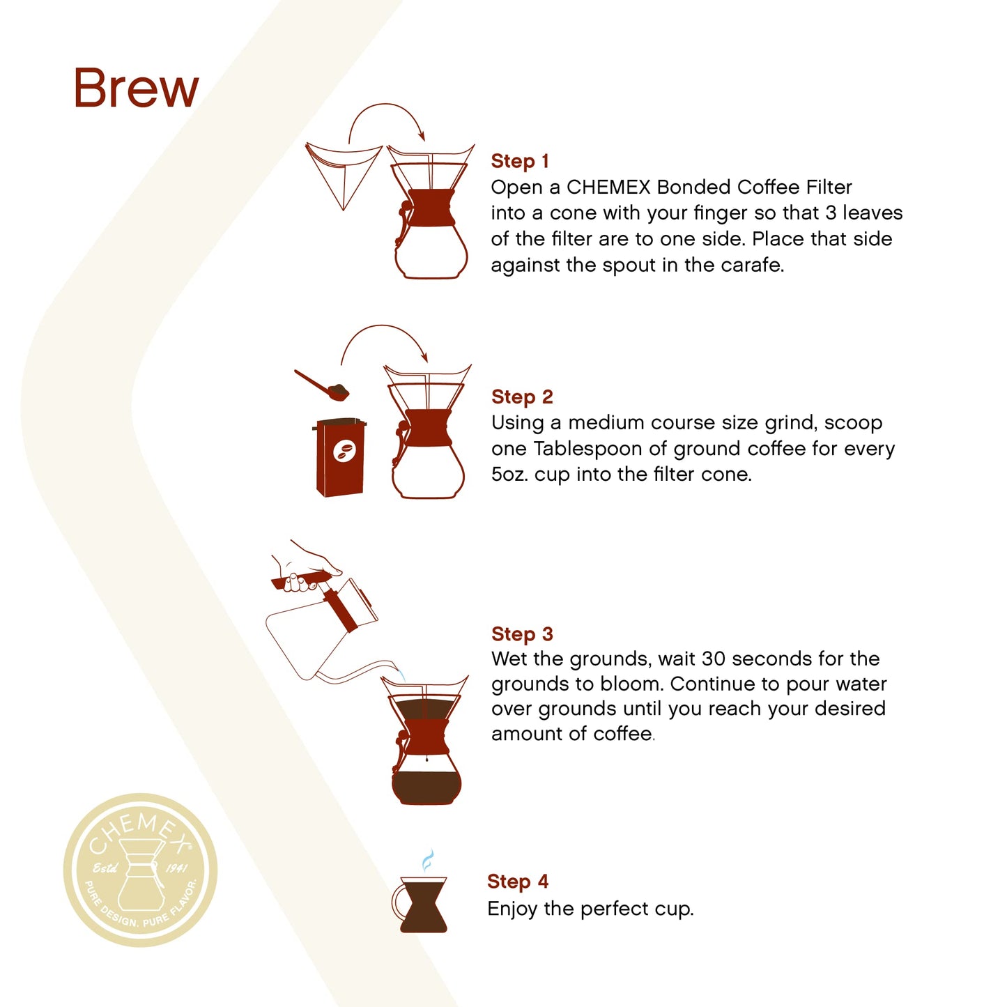 Chemex FSU-100 Bonded Coffee Filter Natural, One Size