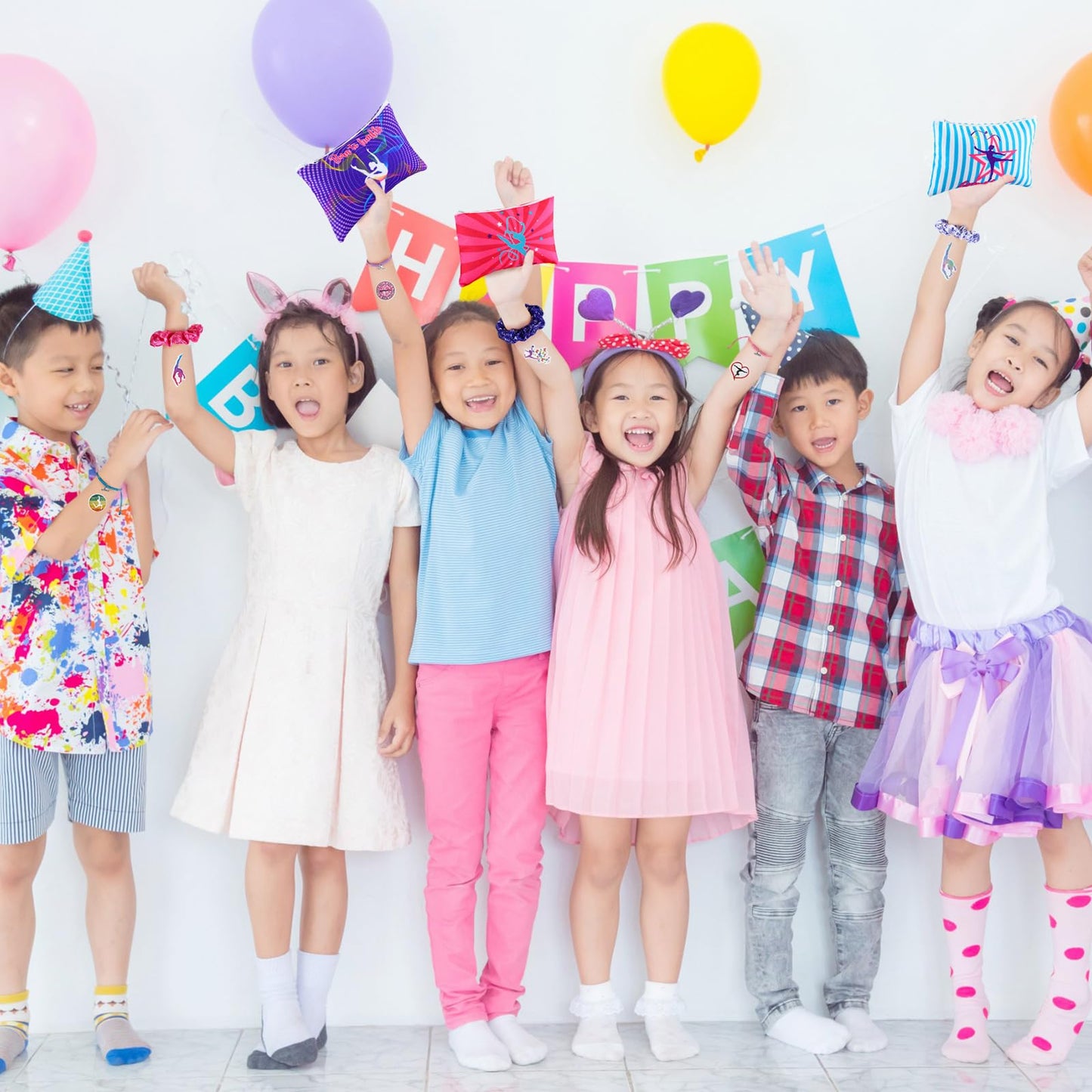 Abbylike 60 Pcs Gymnastics Party Favors 12 Dance Makeup Bag 12 Gymnastics Charm Bracelet 12 Girls Dance Hair Scrunchies 12 Sports Elastics Hair Ties 12 Gymnastics Keychains for Gift Birthday Supplies