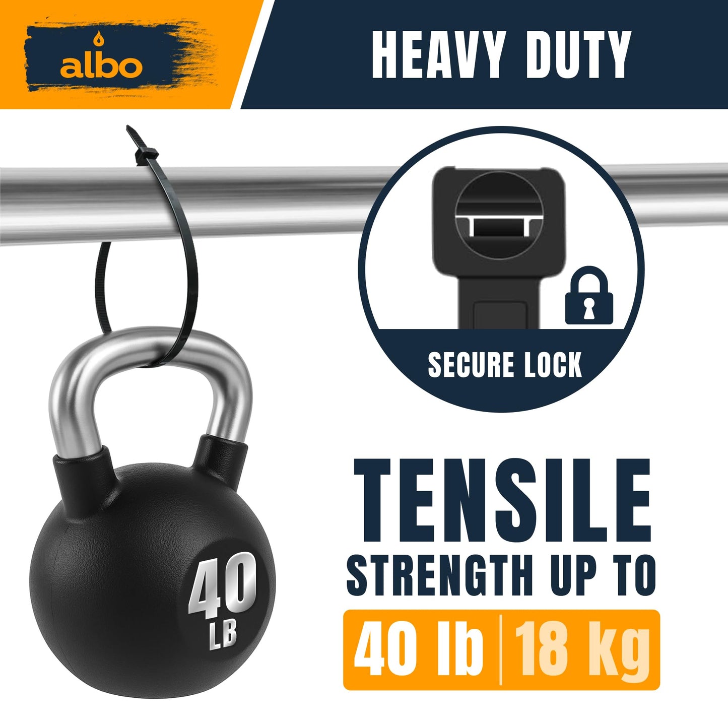 ALBO Zip Ties Black 8 Inch 1000 Pack Plastic Cable Ties Thick 0.14 Inch Tie Wraps Heavy Duty 40 lb UV Resistant Nylon Wire Ties for Indoor and Outdoor