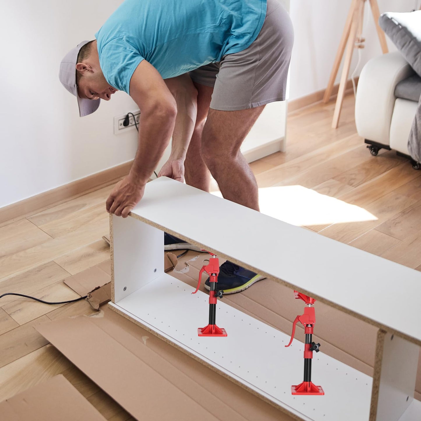 Cabinet Jacks for Installing Cabinets, 11.8" to 23.5" Third Hand Tools Adjustable Support Pole, 3rd Hand Support System for Upper Cabinet Installation, Each 78 LB Capacity, 2 Pack