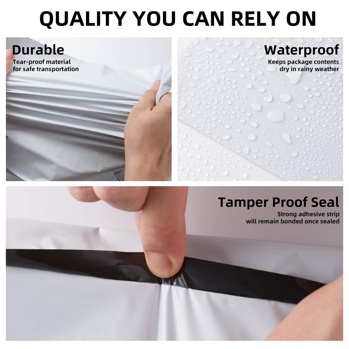 KKBESTPACK Poly Mailers Shipping Envelope Self Sealing Bags (12x15.5 100pc) (PM100), White