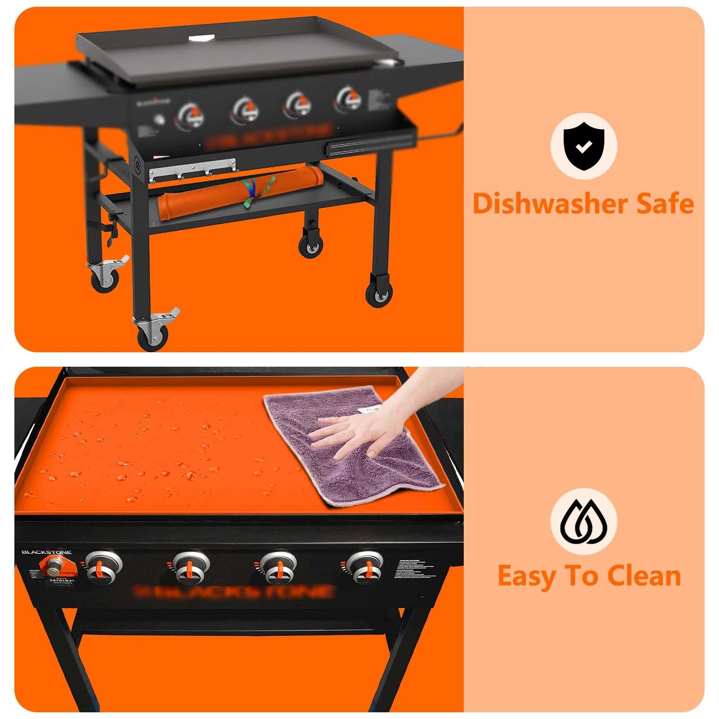 BANGIE Griddle Cover Mat for Blackstone 28 Inch Accessories | Full Wrap-Around Protection Silicone Mat for Griddle | Food Grade Material | Orange
