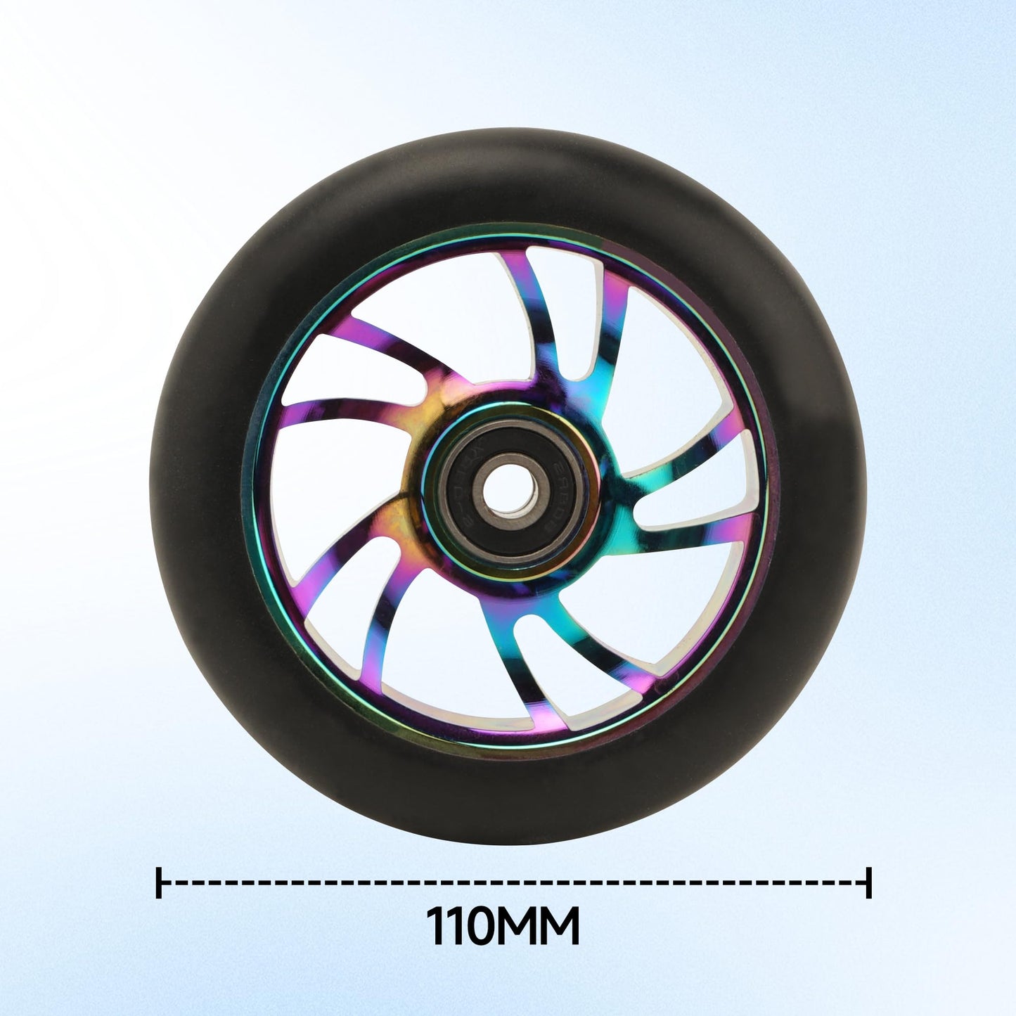 Scooter Wheels Replacement Set, 110mm Scooter Wheels, 2-Pack, Metal Core with High-Rebound PU, Pre-installed Bearings