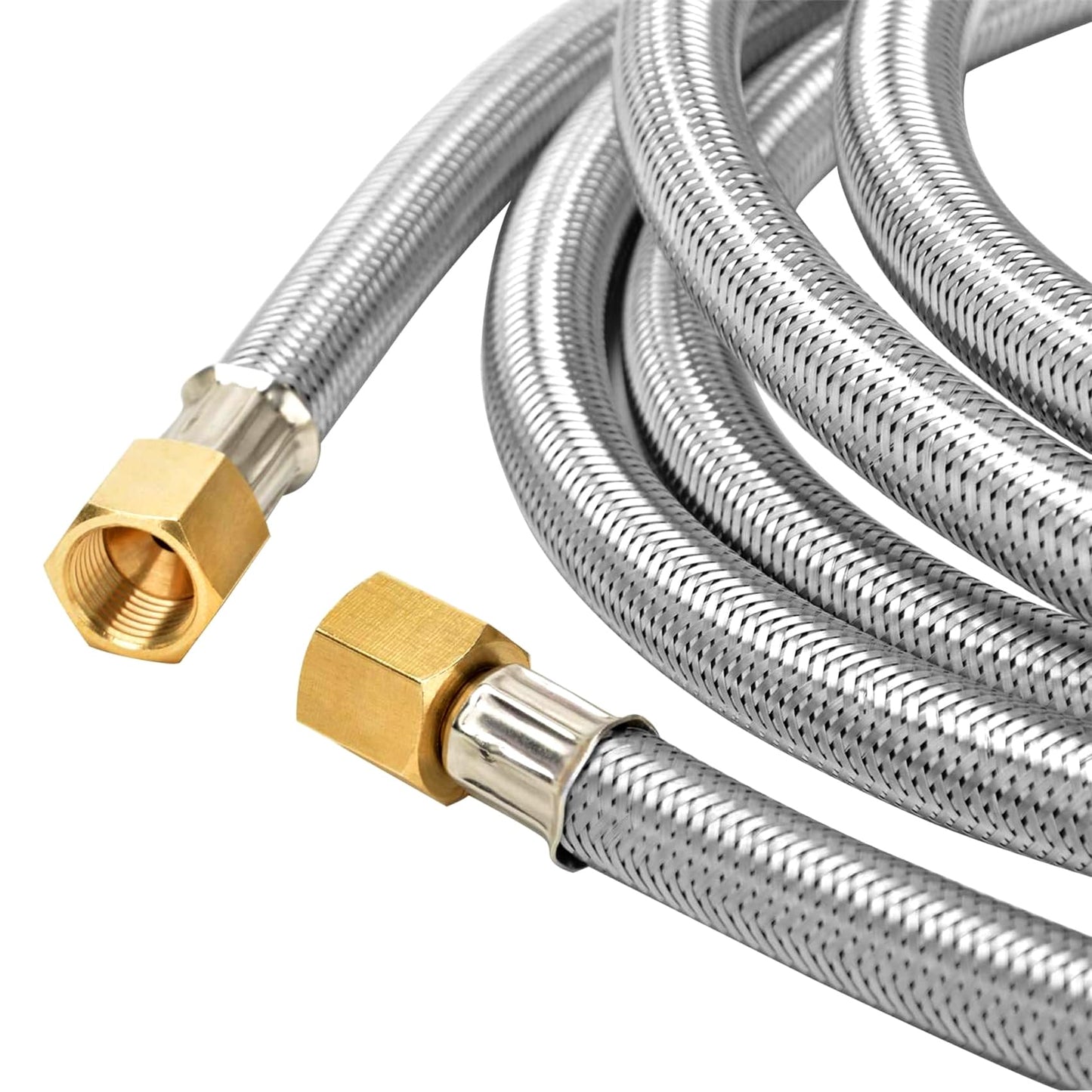 only fire 12 Feet Braided Stainless Steel Propane Flexible Hose Assembly with Both 3/8" Female Flare Fittings for RV, Gas Grill, Fire Pit, Heater,etc