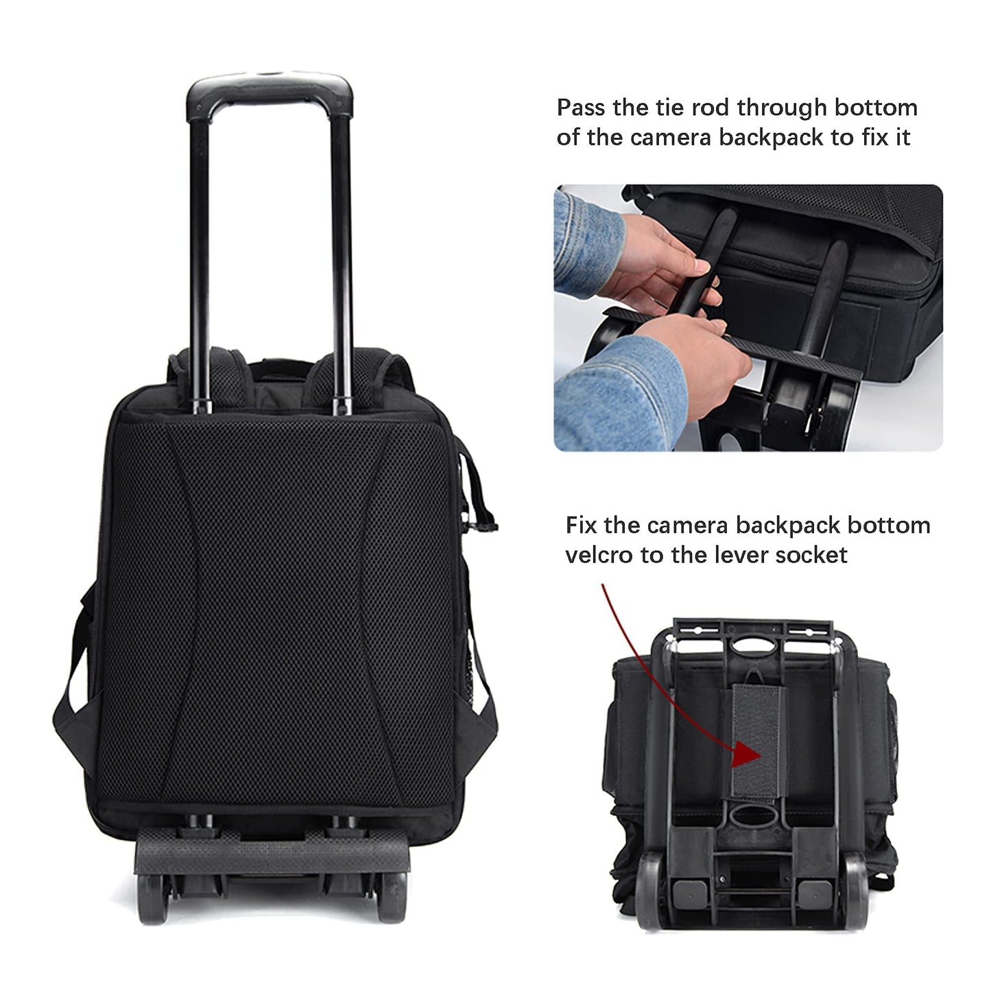 Cwatcun Camera Backpack Bag with Tripod Holder Anti-Theft Waterproof Camera Bag with 15.6' Laptop Compartment Fit for Canon Nikon Sony DSLR SLR Camera for Women Men Photographer (Large, 5.0 Black)