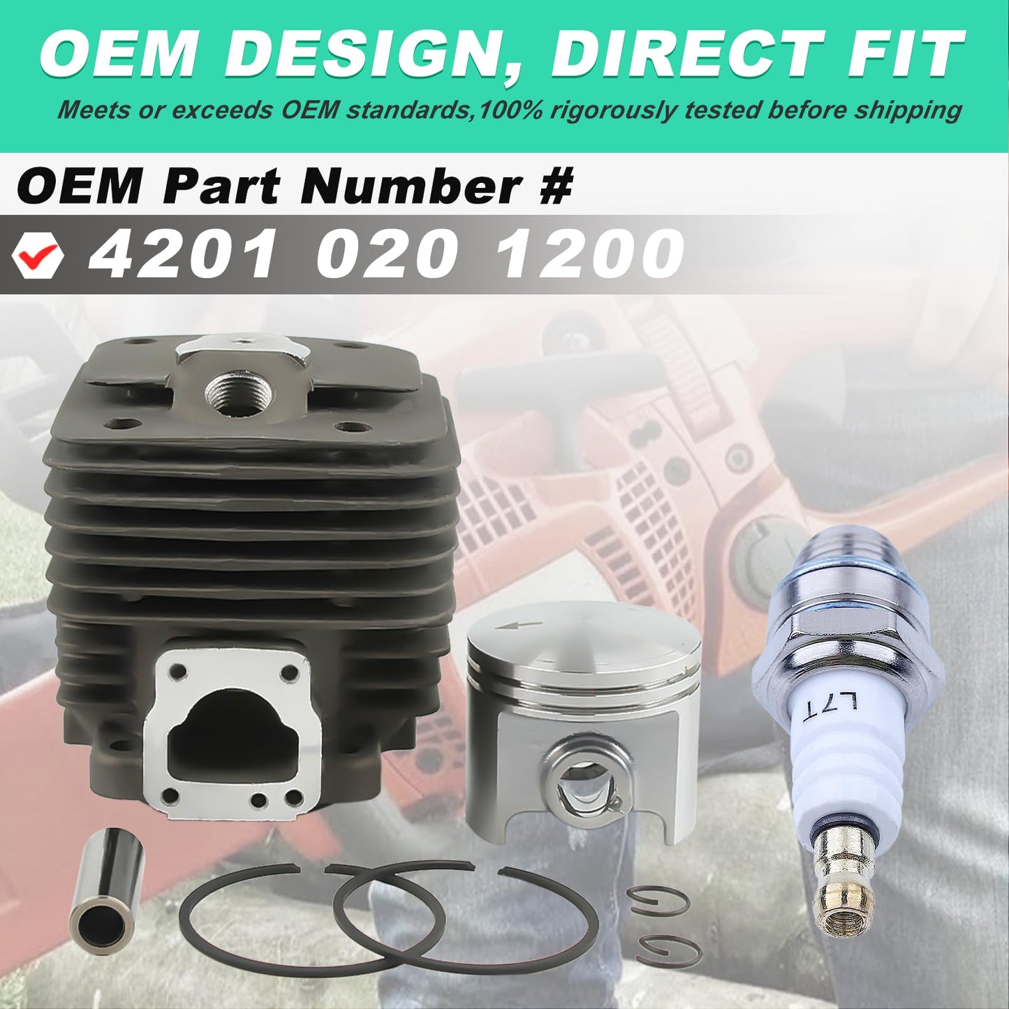Adefol 49mm Cylinder Piston Kit for Stihl TS360 TS350 BT360 08S Concrete Cut-Off Saw, TS350 TS360 Bore Cylinder & Piston Kit with Spark Plug Replacement Parts Replace 4201 020 1200, 4201-020-1200
