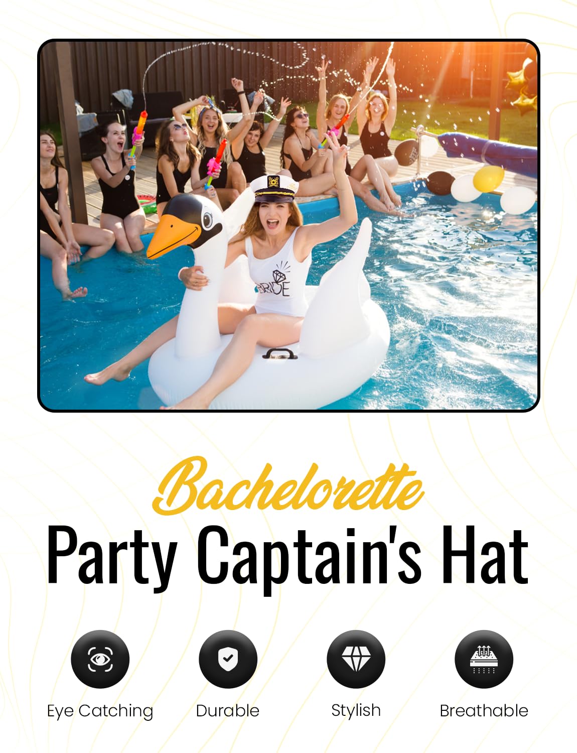 Bachelorette Party Bridal Party Captain Hat Set - Cute Bride to Be Nautical Bachelorette Hat Fun Bridal Shower Decor Wedding