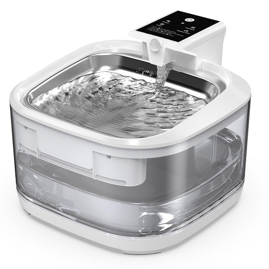 Cat Water Fountain LOXIBAO, 4.5L Large-Capacity Automatic Stainless Steel Pet Fountain with Drinking Spout, High-Capacity Rechargeable Cat Water Fountain - Ultra Quiet Pump for Cats & Dogs,2 Filters