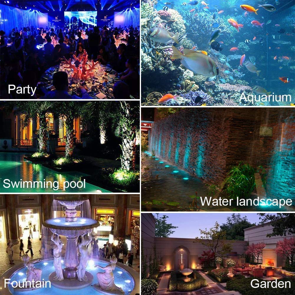 ZHGSERVU Pond Lights Submersible Color Changing Fountain Lights with Remote, 36 LED Bulbs Underwater Landscape Light Multi-Color & Adjustable & Dimmable for Aquarium Garden Pool Lawn Waterfall IP68
