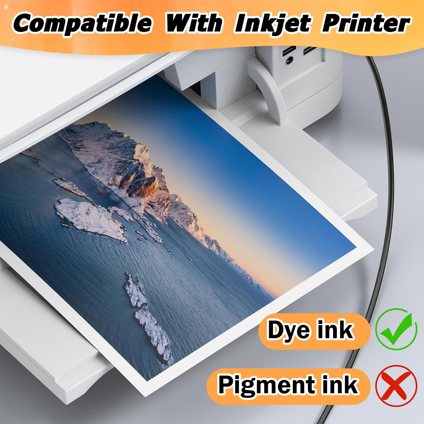 CAREGY 300 Sheets Single Sided Glossy Photo Paper for Inkjet， 8.5x11 Inches，180GSM Printer Picture for Inkjet Printer with Dye Ink