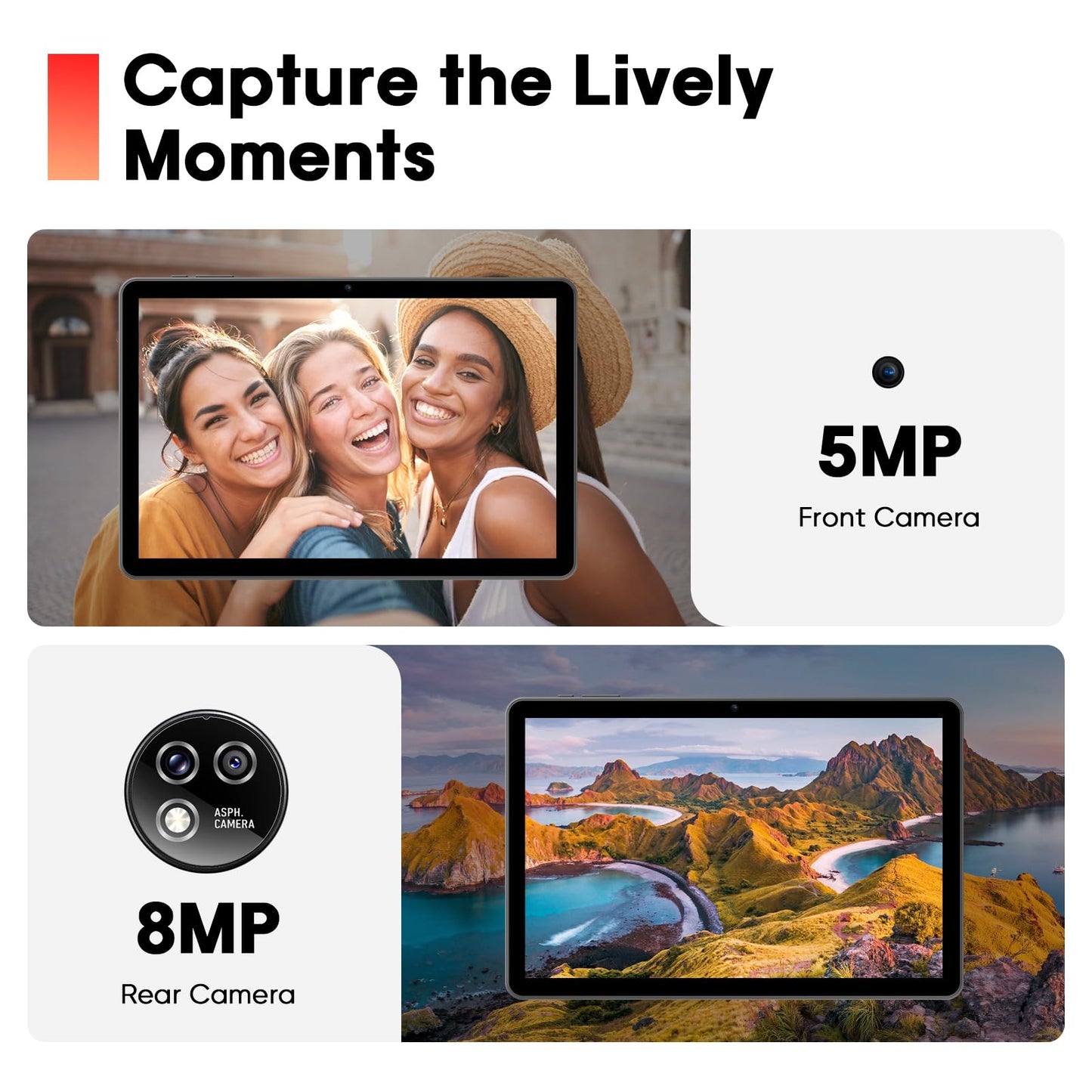 Android 15 Tablet 10 Inch with Keyboard Mouse, Octa-core CPU,RAM 18GB, ROM 128GB (Up to 1 TB), 800x1280 Widevine L1, WiFi 6 & Bluetooth 5.4, Dual Speakers, 5MP+8MP, 6000mAh, GPS