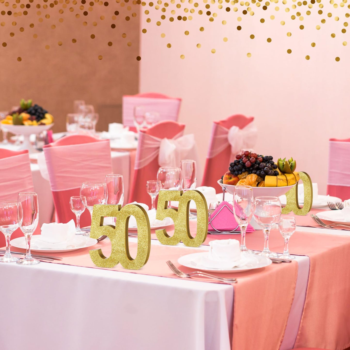 Shellwei 6 Pcs 50th Birthday Decorations for Men and Women,50th Anniversary Decorations,Gold Glitter Number 50 Table Topper Centerpieces Decorations for Birthday Party