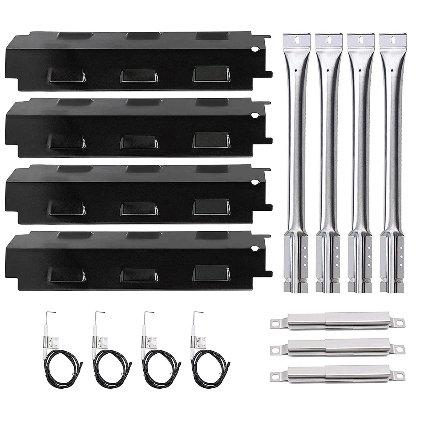 Criditpid BBQ Replacement Parts for Master Chef G43205, G43206, Heat Shields, Burner Tubes, Crossover Tubes and Ignitors for Charbroil 461442114, 463441513, 463441514, 463441312.