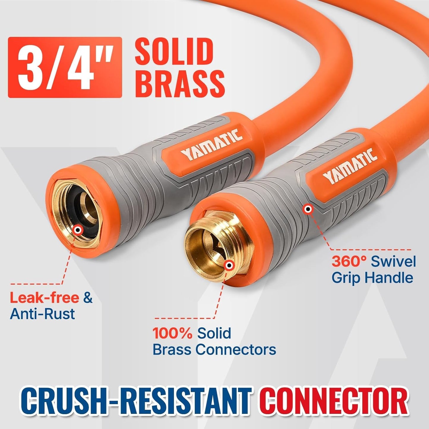 YAMATIC Heavy Duty Garden Hose 5/8 in x 30 ft, Super Flexible Water Hose, All-Weather, Lightweight, Burst 600 PSI
