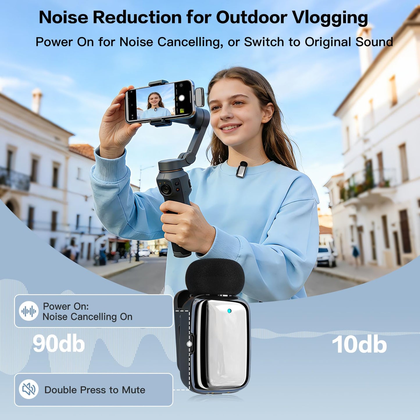 ZealSound Wireless Lavalier Microphone for iPhone/iPad/Android, Mini Microphone with Noise Reduction & 33H Battery, USB-C Plug & Play Clip-on Lapel Mic for Video Recording, Vlogging, YouTube, TikTok