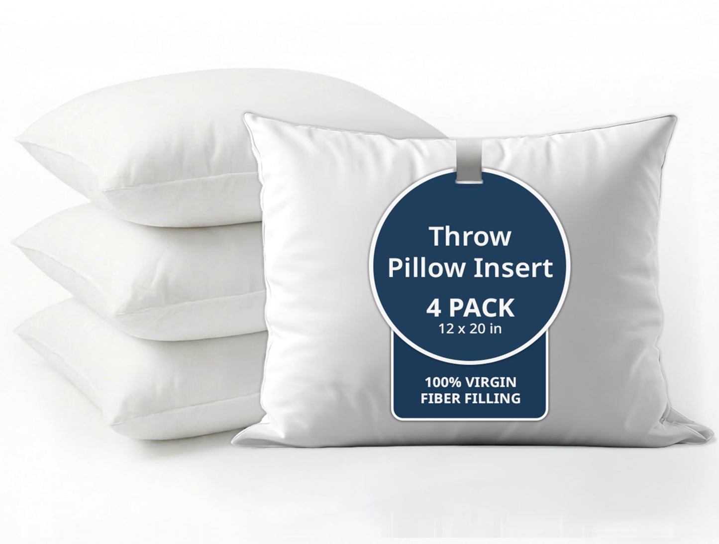 Lane Linen Pillow Inserts 12x20 (Set of 4) – Down Alternative Throw Pillows for Couch, Bed & Sofa - Soft Fluffy Decorative Stuffer Pillows for Indoor & Outdoor Use
