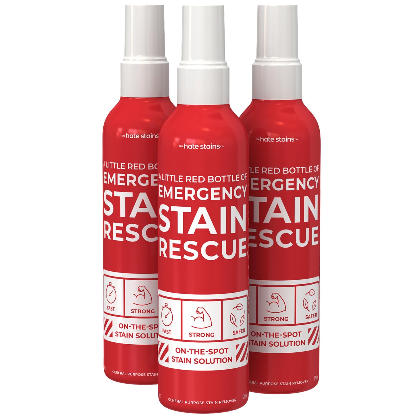 Emergency Stain Rescue Remover Spray – 4oz Laundry Stain Remover for Clothes, Upholstery Fabric, Carpet - Works on Most Blood, Grass, Coffee, Mud, Grease & Oil (pack of 3)
