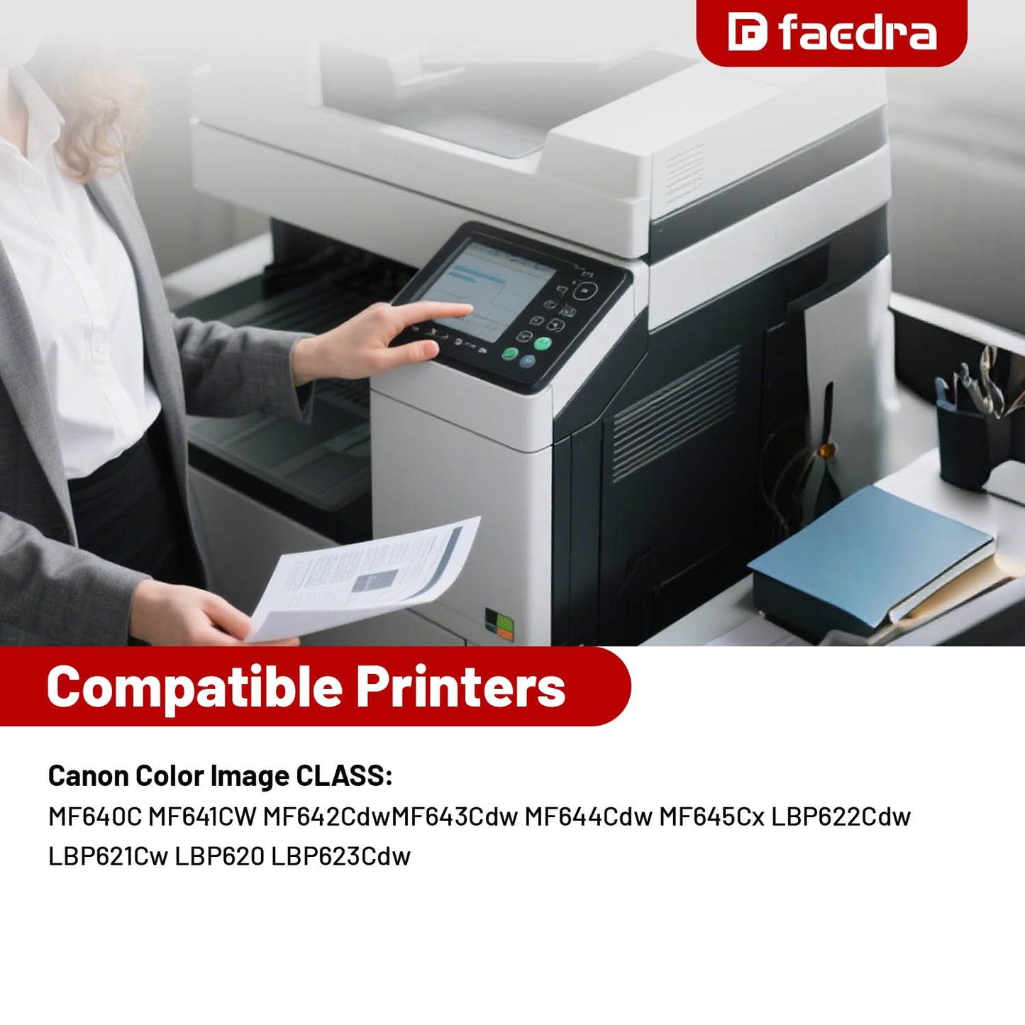 Faedra 054H Toner Cartridges (with Chip) Replacement for Canon 054H 054 H CRG-054 Toner Cartridges for Canon MF642Cdw Color imageCLASS MF644Cdw LBP622Cdw MF641Cdw Toner, 4-Pack