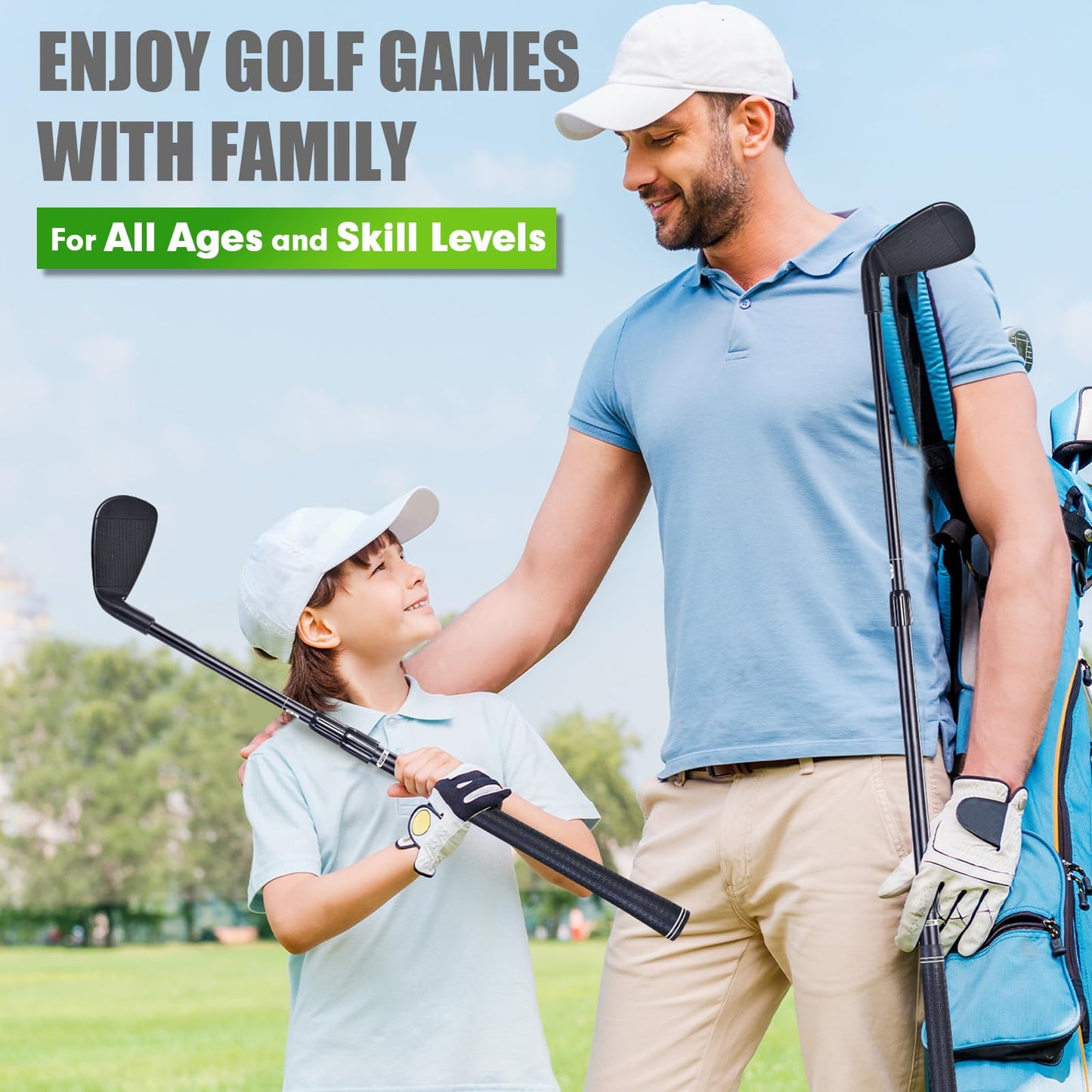 Plastic Golf Club Collapsible - Right Hand for Game & Travel, Golf Chiper Game Club for Junior, Adults Indoor Outdoor Training Bucket Pong Games for Family, Hit Plastic Foam Balls -1PCS