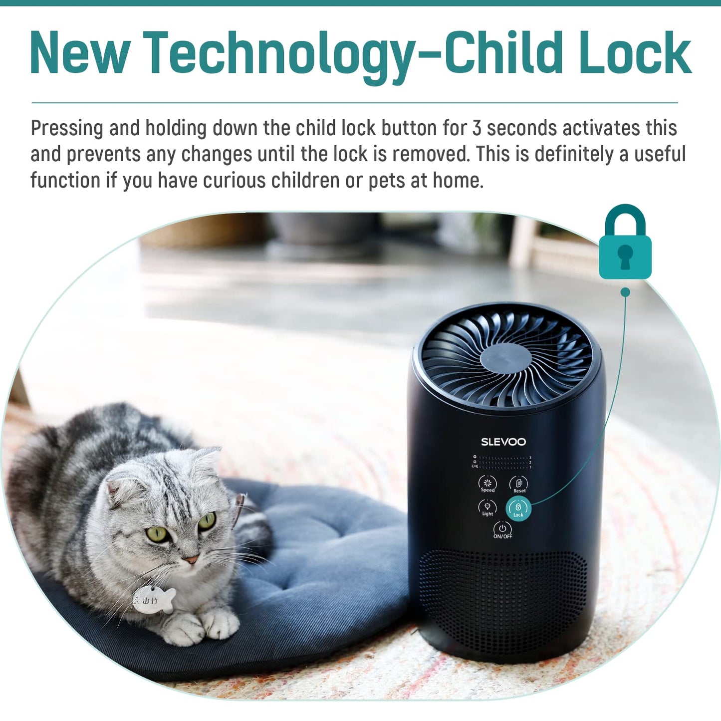 Air Purifiers for Home Pets Smokers in Bedroom, H13 True HEPA Filter Air Cleaner with Fragrance Sponge, Lock Set, 100% Ozone Free, Effectively Clean 99.97% of Airborne Particles, Smoke, Pet Dander