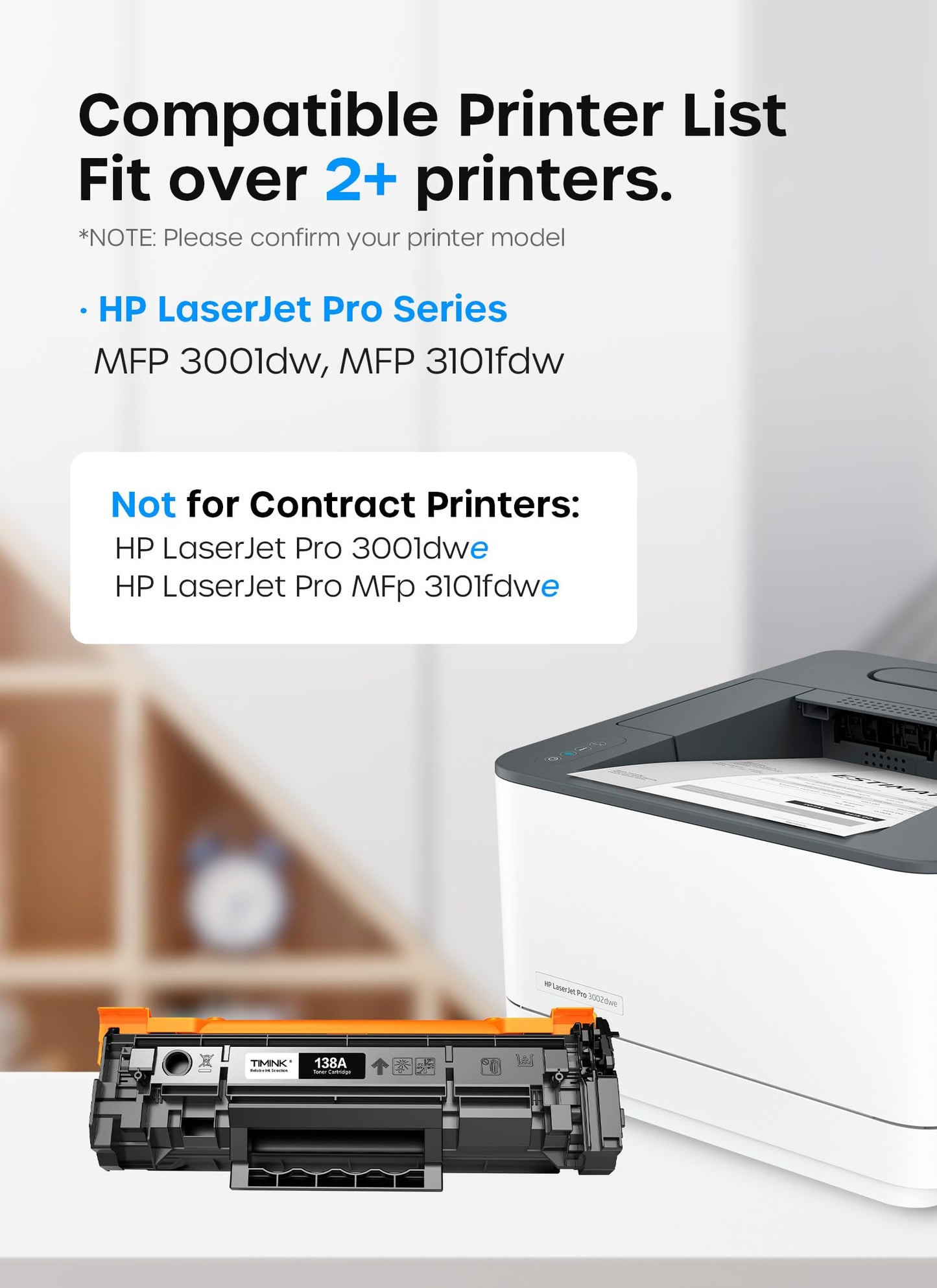 138A Toner Cartridge Black [with Chip] (2 Pack) Compatible with HP 138A 138X W1380A W1380X High Yield Toner Cartridges for HP LaserJet Pro MFP 3001dw 3101fdw Printer