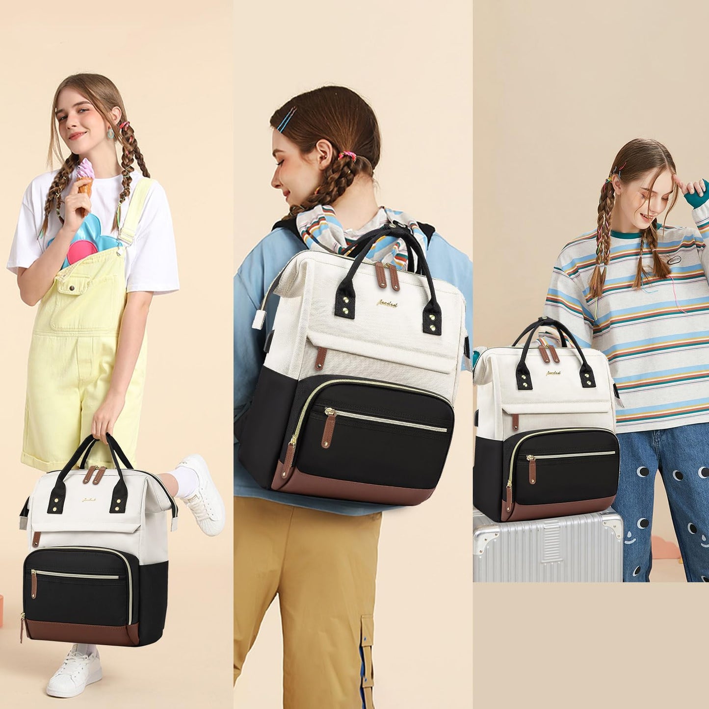 Backpack for Women 17 Inch Laptop Backpack Work Business Backpacks Purse Waterproof Computer College Carry on Backpacks Nurse Bag Backbag Casual Daypack for Travel Black