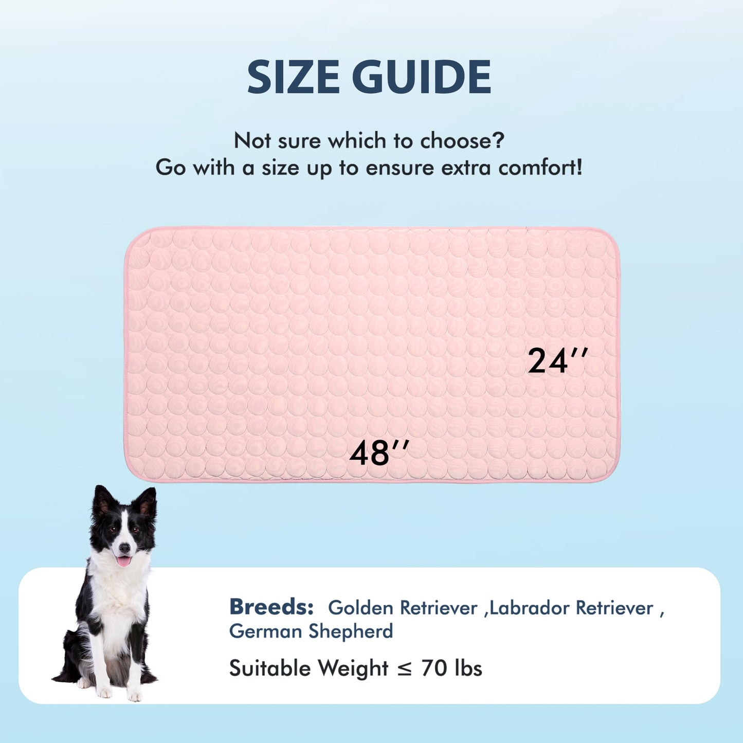 MICROCOSMOS Summer Cooling Mat & Sleeping Pad- Water Absorption Top, Materials Safe, Easy Carry, EZ Clean. Keep Cooling for Pets, Kids and Adults.(Pink, 48" x24")