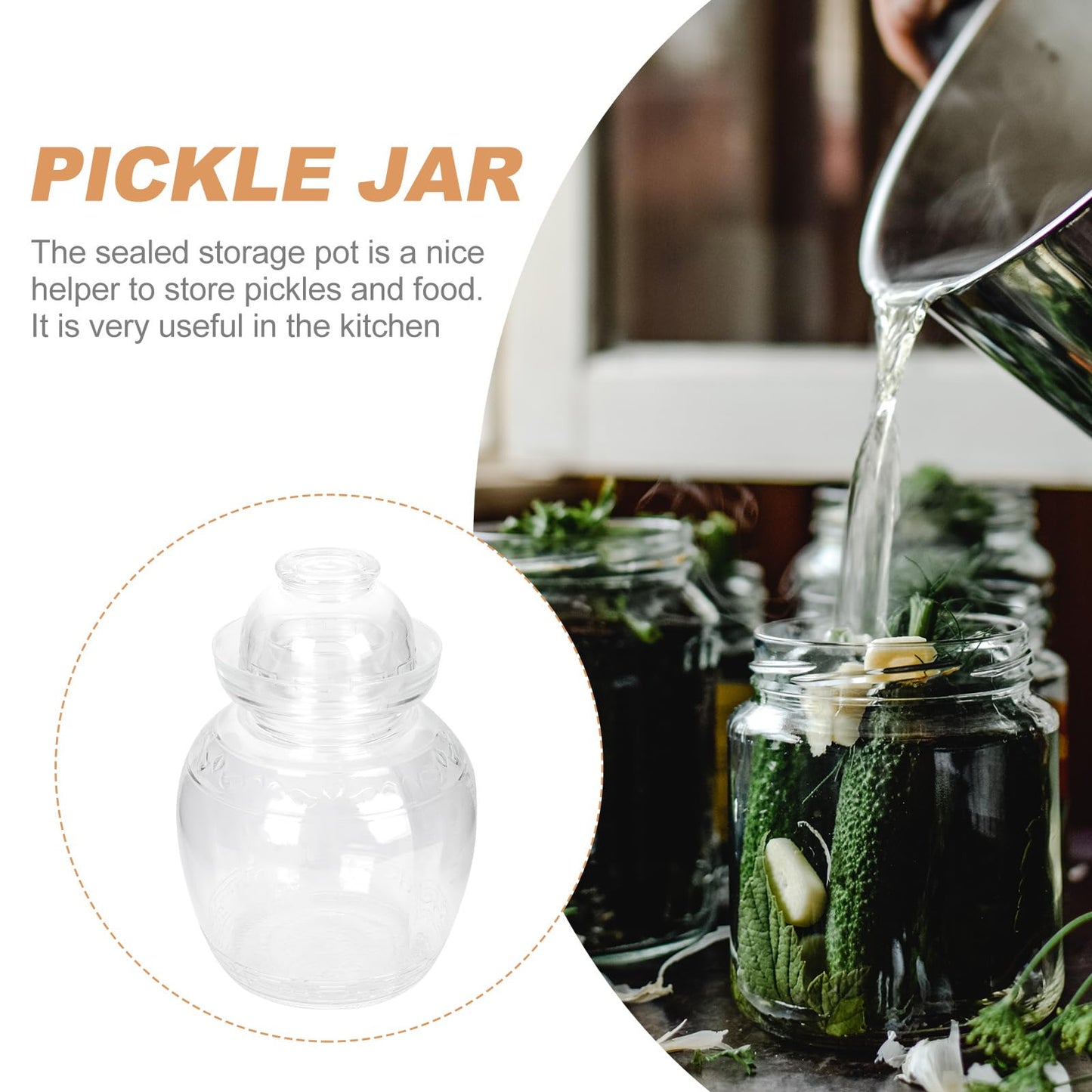YARNOW Transparent Glass Fermenting Jar - 88 Oz Chinese Pickle Jar with Water Seal Airlock Lid for Home Use, Ideal for Kimchi, Sauerkraut, and Preserves