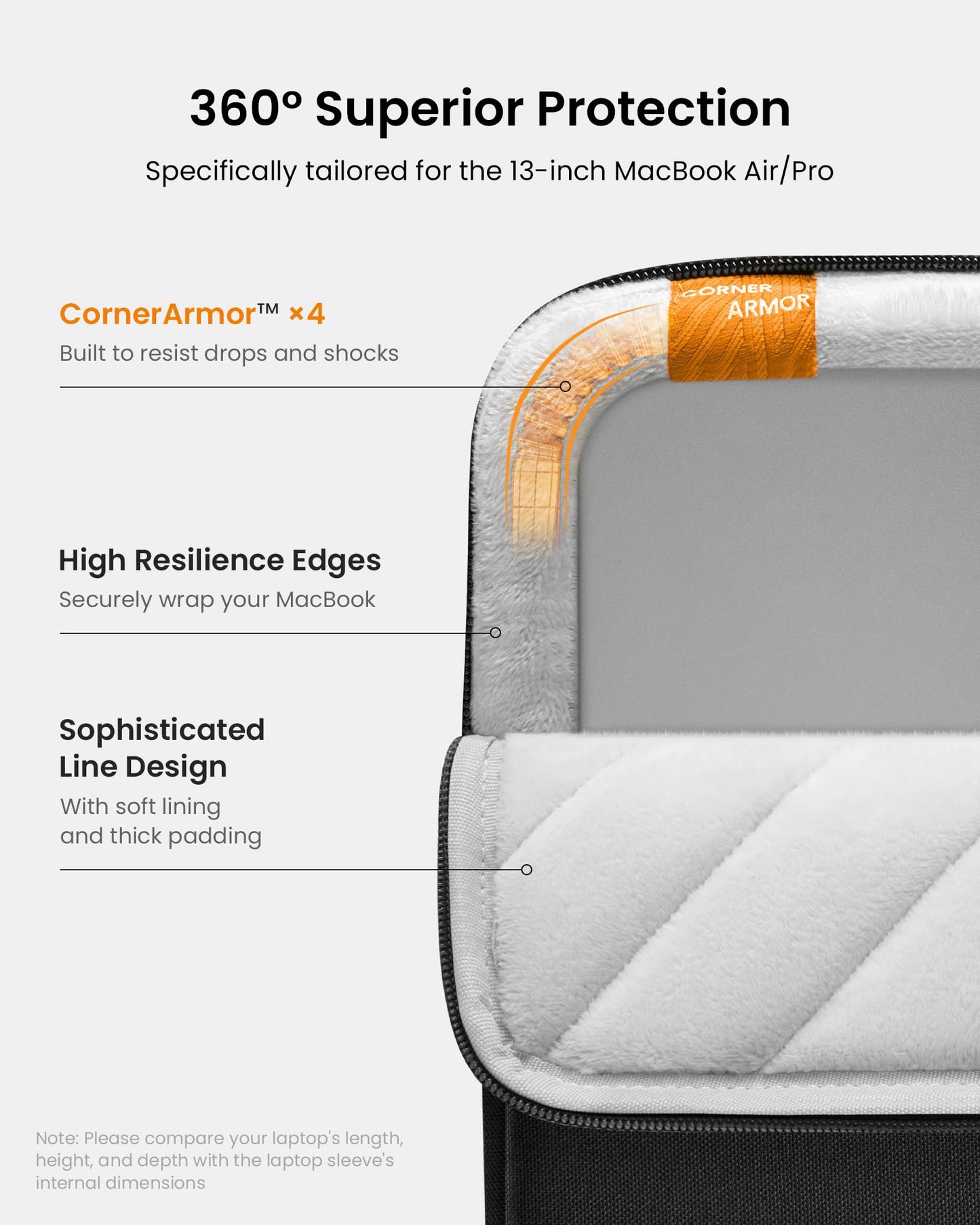 tomtoc 360 Protective Laptop Sleeve Set for 13-inch MacBook Air M5/A3449 (2026) M4/A3240 M3/A3113 M2/A2681 M1/A2337, Water-Resistant Laptop Case with Accessory Bag Fits 13" MacBook Neo A18/MacBook Pro