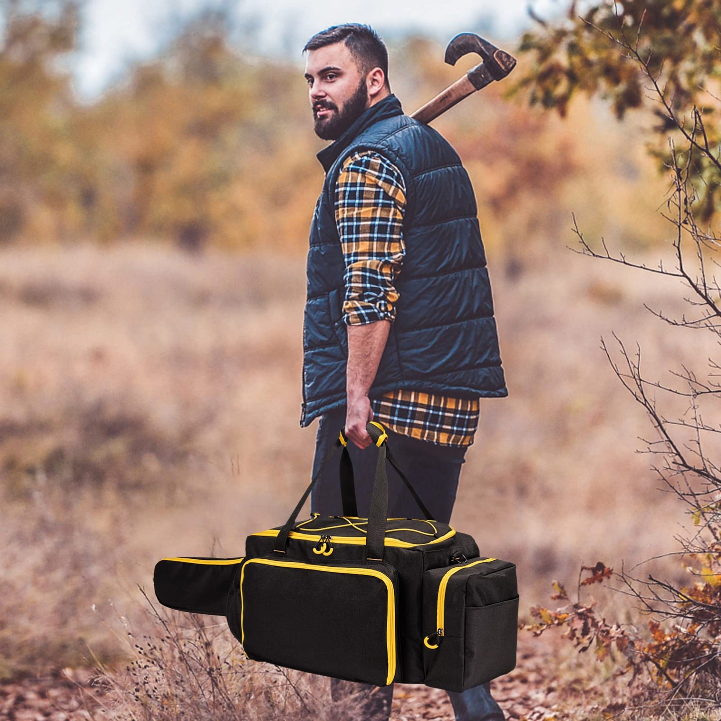 BABEYER Chainsaw Case, Durable Chainsaw Bag Compatible with Greenworks, EGO Power+, Dewalt 14''/16''/18'' Cordless Chain Saw & Accessories-Black