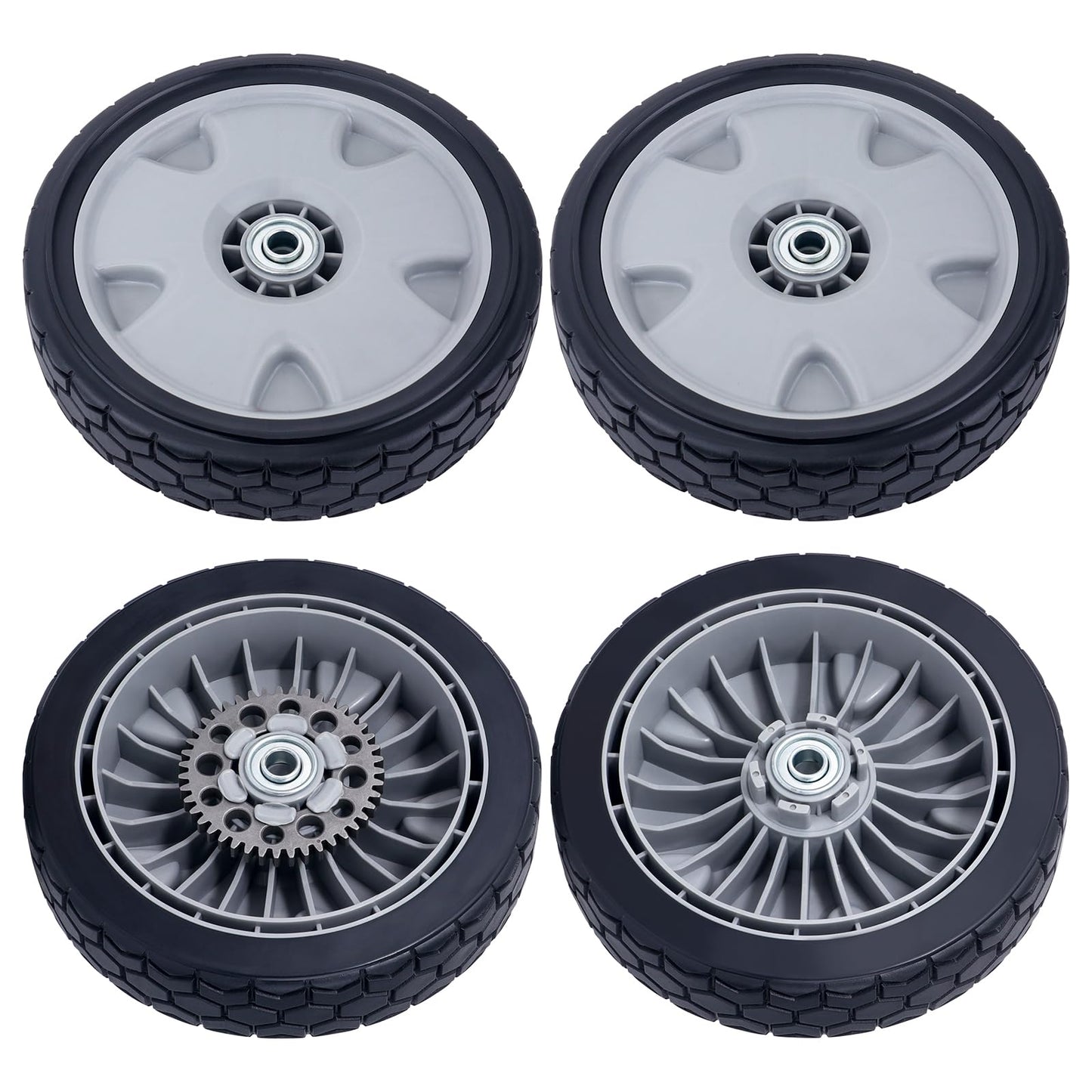 CheeMuii 4 Pcs 9" Lawn Mower Wheels Kit 2 Rear Wheels Replace for 42710-VH7-010ZA and 2 Front Wheels Replace for 44710-VH7-010ZA Fit for Honda HRX217 HRR216 Lawnmowers
