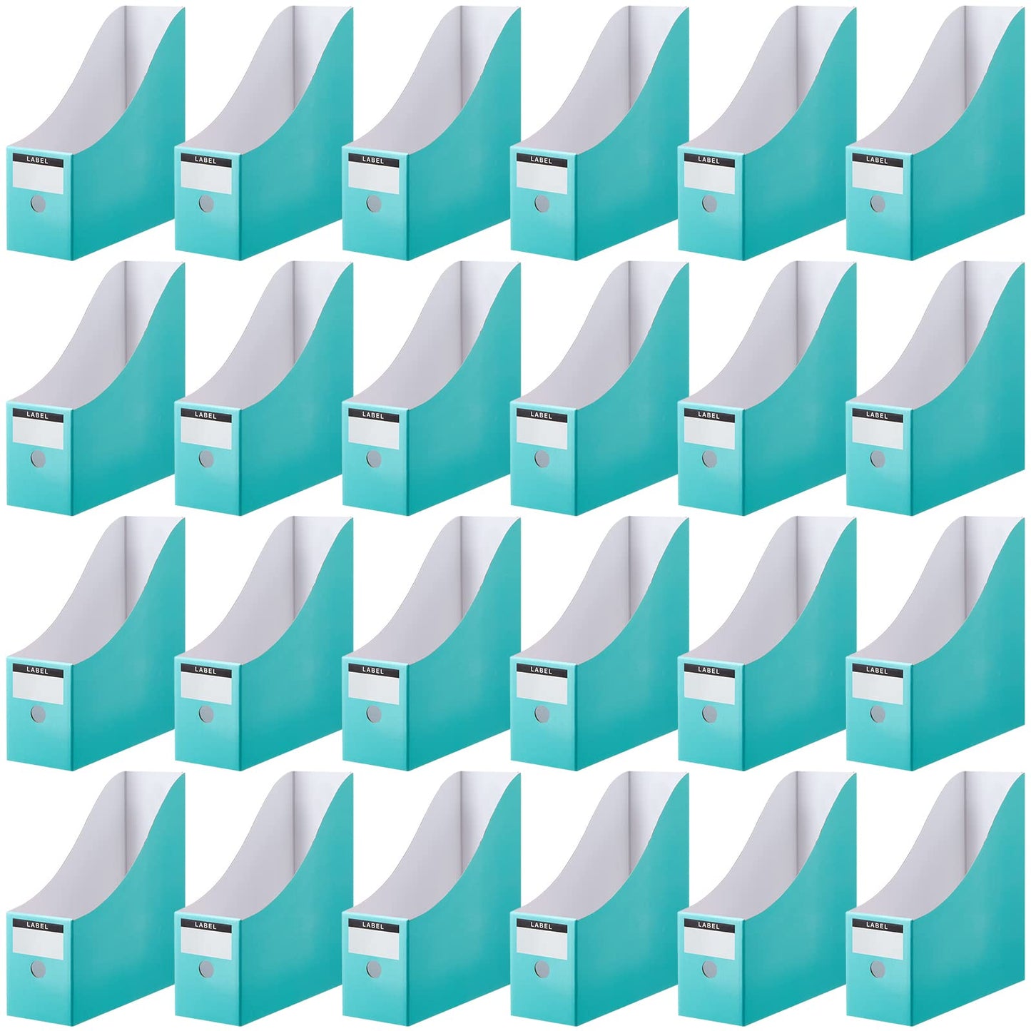 Thenshop 24 Pcs Cardboard Magazine File Holder Organizer, Desk File Organizer Box Foldable Book Bin Papers Storage Folder with Label for School Classroom Office Supplies(Classic,Mint)