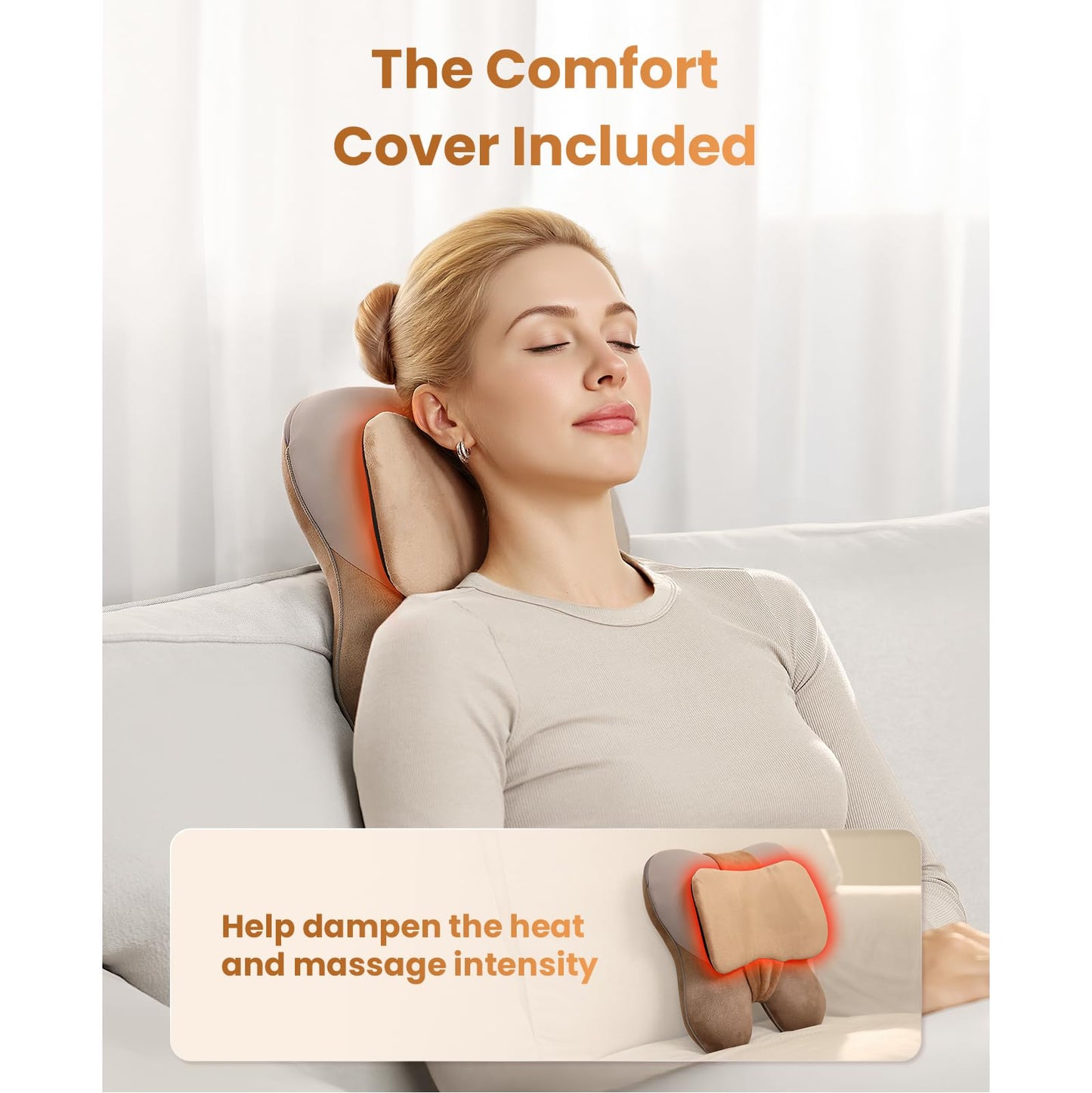 BOB AND BRAD Back Massager with Heat, Neck Massager orange