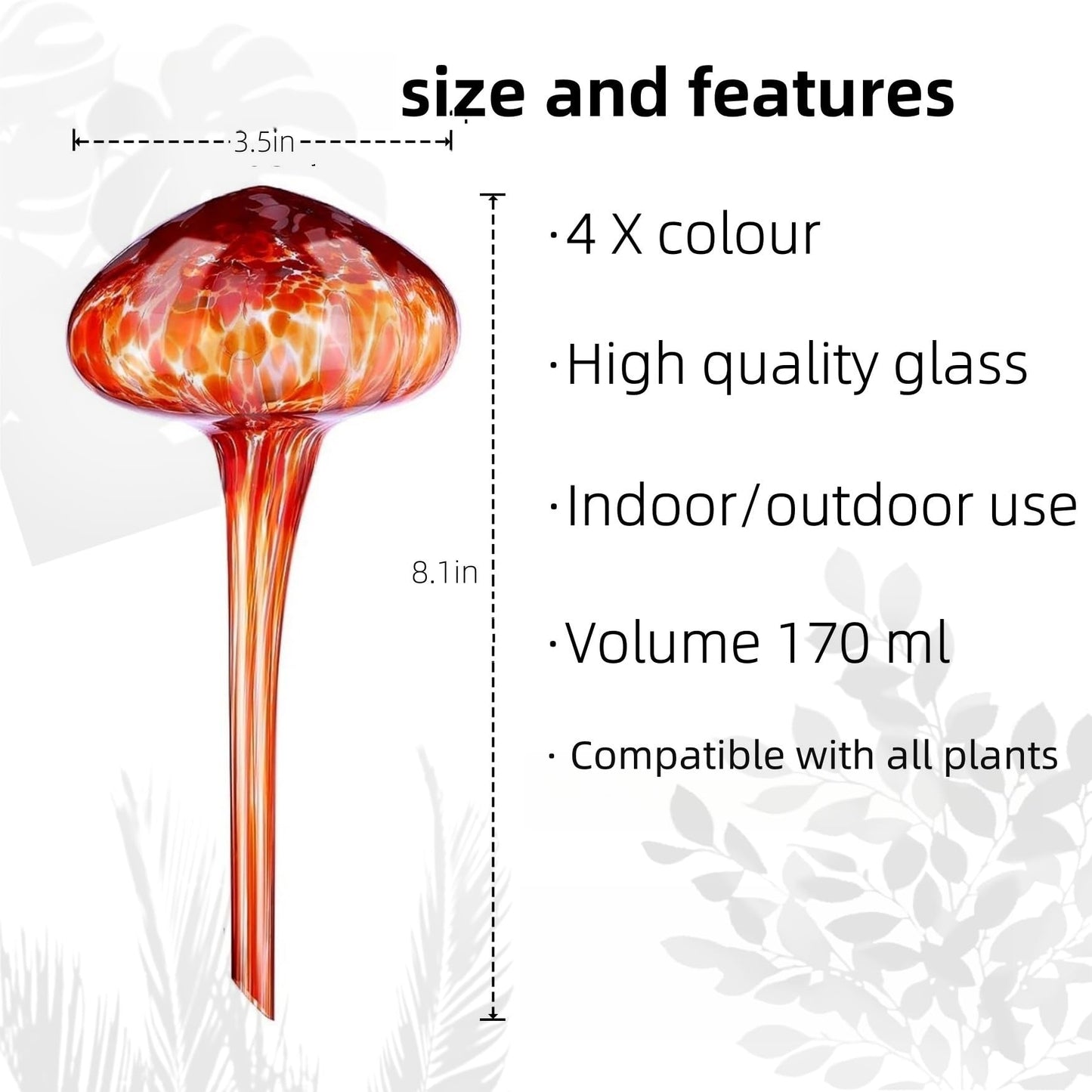 Merry'd rotation Plant Watering Globes 4 Pcs Multicolor Mushroom Self Watering Planter Insert, Plant Water Devices for Indoor & Outdoor Plants