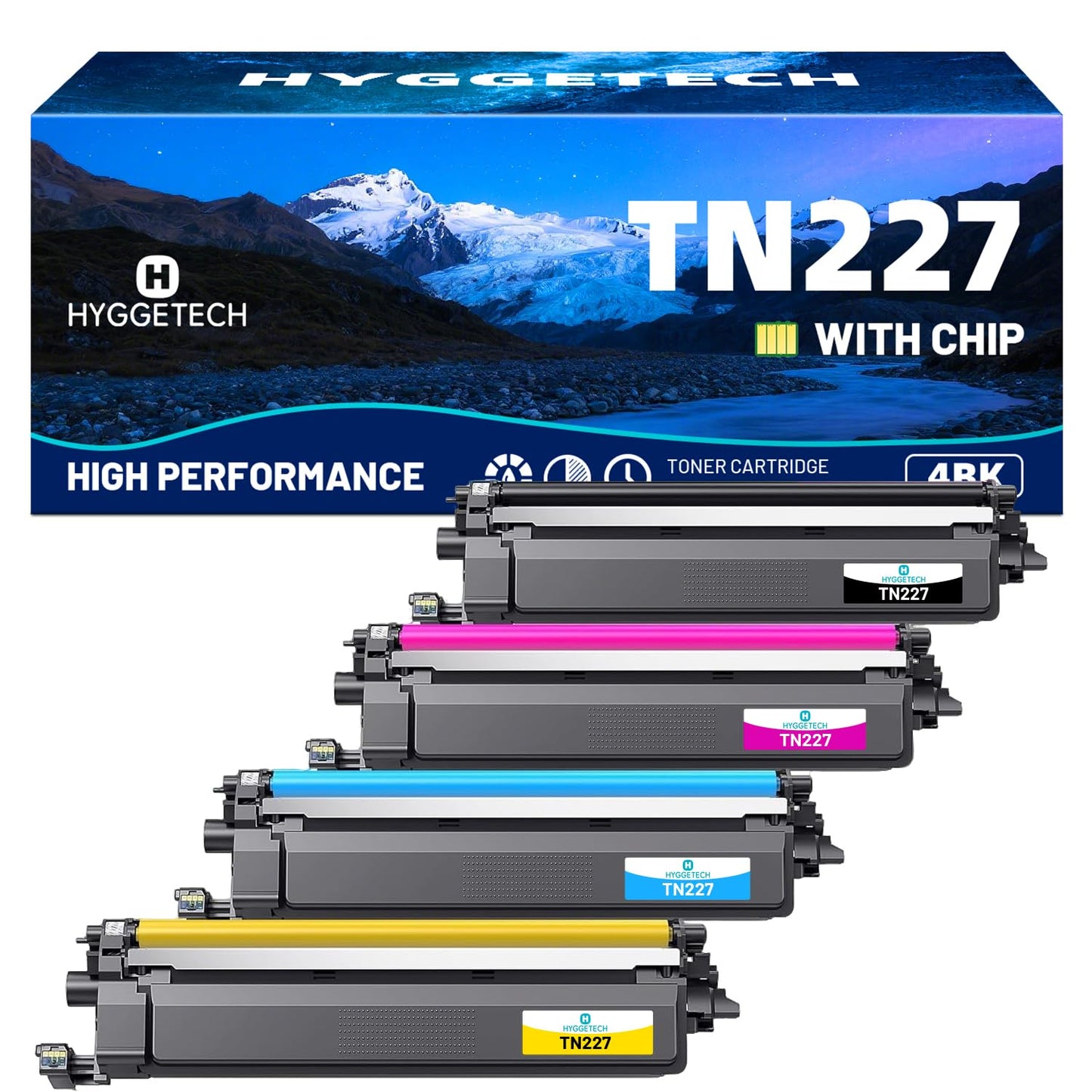 TN227 Toner Cartridges with Chip Replacement for Brother TN227 TN223 TN-227 TN-223 TN227BK Toner Cartridges Work with Brother MFC-L3770CDW MFC-L3710CW HL-L3270CDW HL-L3290CDW L3750CDW