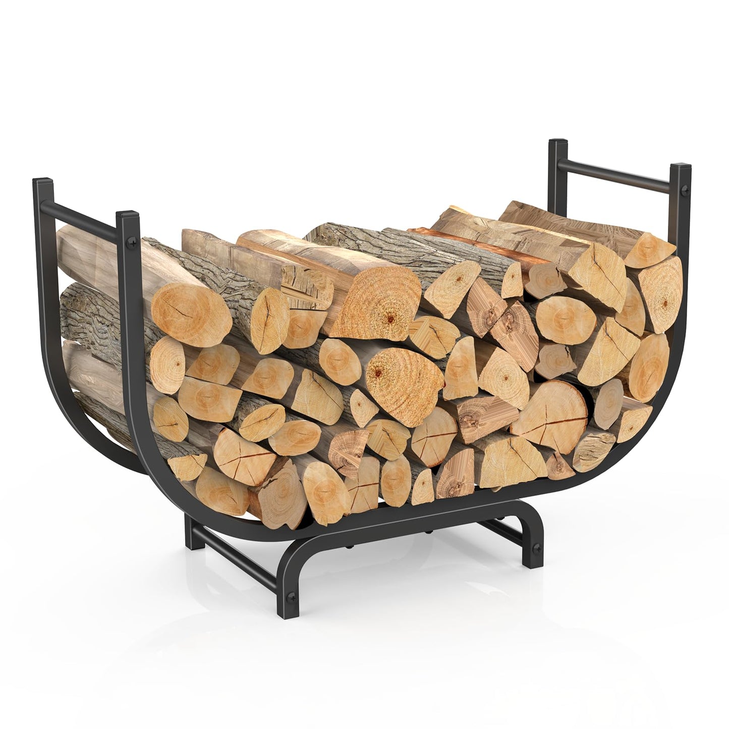 LIANTRAL Firewood Rack Outdoor, 31.5 Inch Curved Heavy Duty Fire Wood Storage Rack for Indoor, Metal Log Holder for Firewood Fireplace Wood Pile Storage Holder Stand Stacker Organizer