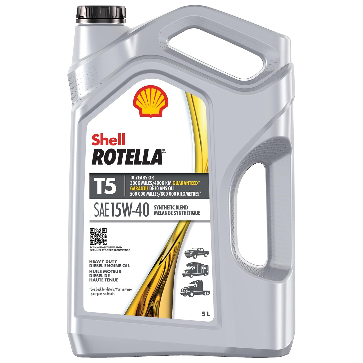 Shell Rotella T5 Synthetic Blend 15W-40 Diesel Engine Oil, 5 Litre