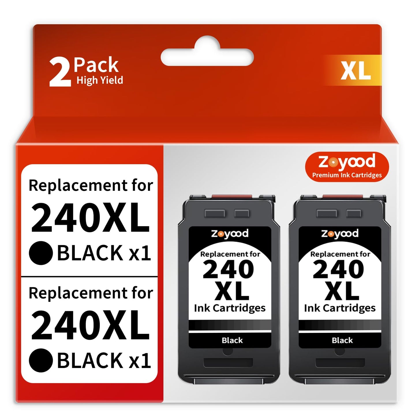 Zoyood 240XL Black Ink Cartridge Replacement for Canon PG-240XL Black Ink cartridges Compatible with Canon Pixma MG3620 MG3520 MG2120 TS5120 MX532 MX512 MX479 MX392 Printer (2 Black)