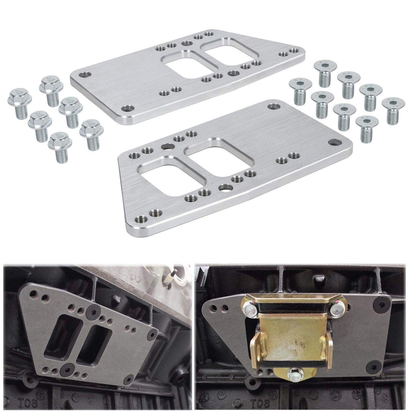 for LS Swap Motor Mounts Adapter Plates LS Conversion Adjustable Universal Swap Bracket Small Block for LS1 LS3 LS2 LQ4 LQ9 LS6 L92 L99 L33 LR4 Billet 551628 for SBC Vehicle to LS Engine