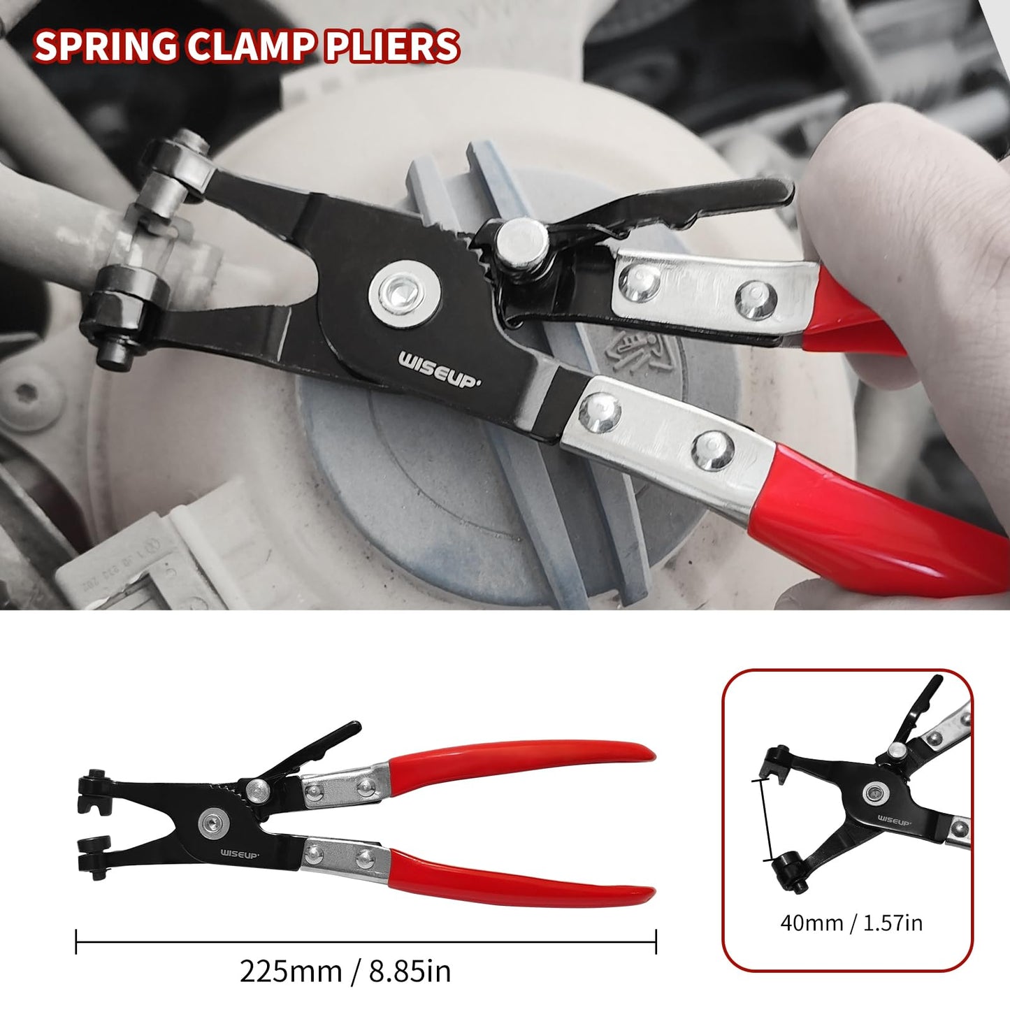 WISEUP Fuel Line Pliers Set, electrical disconnect pliers, hose removal pliers, Hose Clamp Pliers, push pin pliers, 9 Inch Fuel Filter Caliper Set for Auto Maintenance (8 pcs)