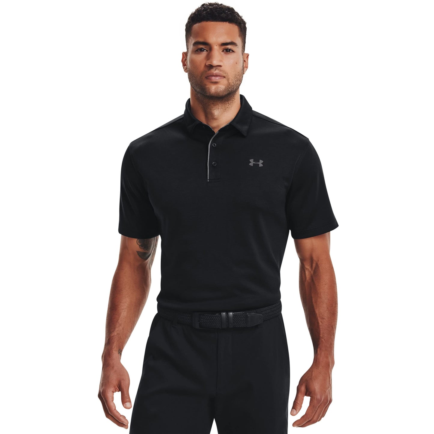 UNDER ARMOUR mens Tech Golf Polo , Black (001)/Graphite ,Large