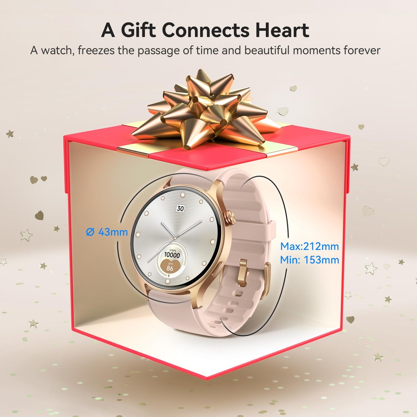 aeac Smart Watch for Women, AMOLED Ultra-Clear Screen Fitness Tracker with Step Counter/Heart Rate/Sleep/SpO2 Monitor, Waterproof Montre Intelligente Femme for iPhone/Samsung/Android（Pink）