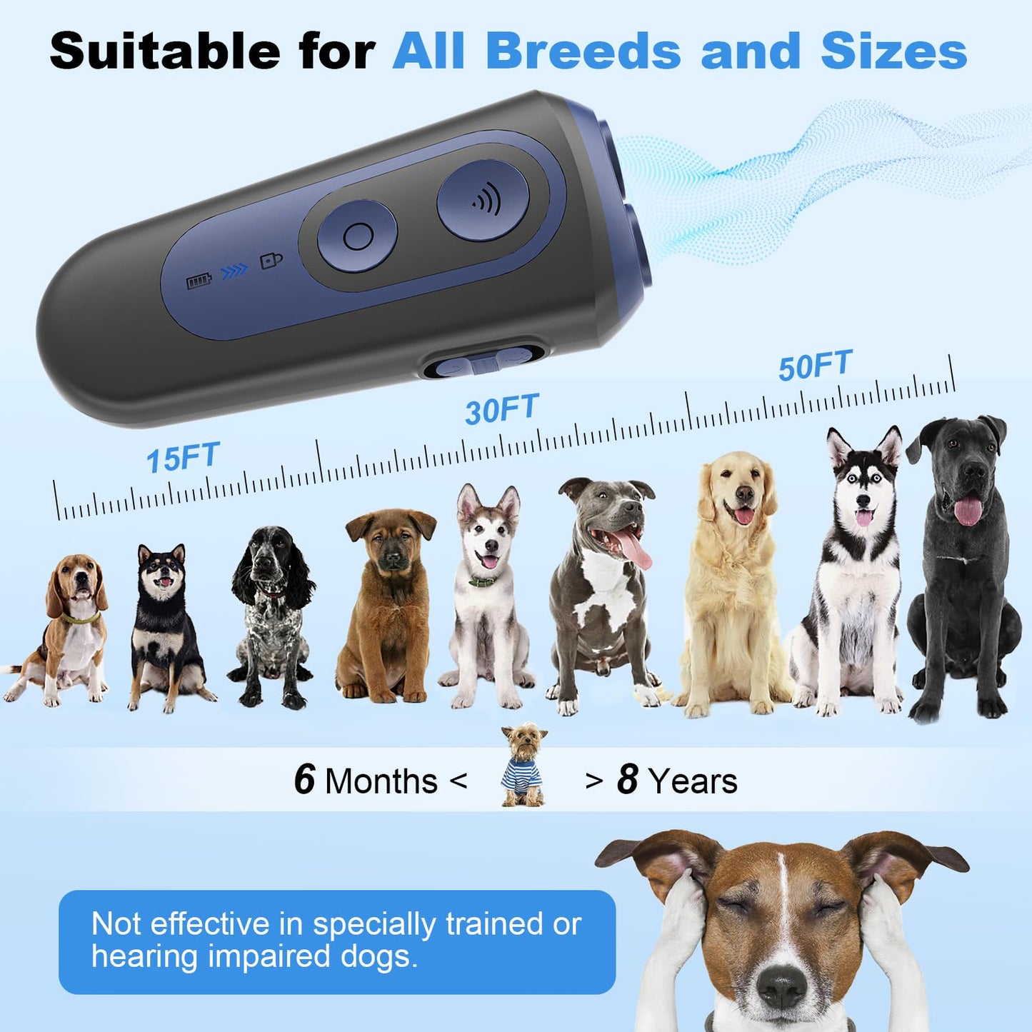 Anti Barking Device for Dogs, Ultrasonic Dog Barking Deterrent Devices with 2 Modes, Dog Bark Control & Training Aid, Portable Bark Deterrent for Dogs with Flashlight
