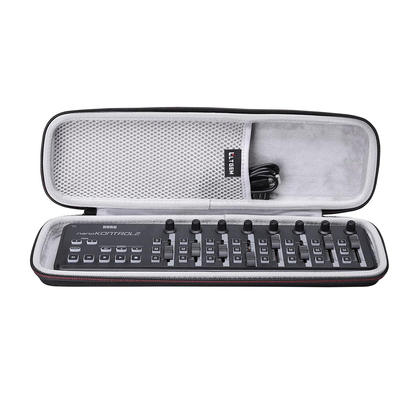 LTGEM Case Compatible with KORG nanoKONTROL2/nanoKEY2/nanoPAD2/nanoSERIES2 Slim-Line USB Control Surface/Keyboard/MIDI Pads, Office Travel Carrying Storage Bag - Black+Grey(Case Only)
