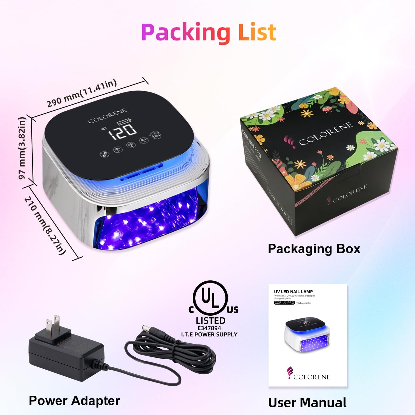 Cordless UV LED Nail Lamp, 60W Rechargeable Nail Dryer Gel Polish Light, Intelligent Auto Sensor LCD Display Nail Lamp, Portable 30 Beads Led Nail Light with 4 Timer Setting (Starry Silver)